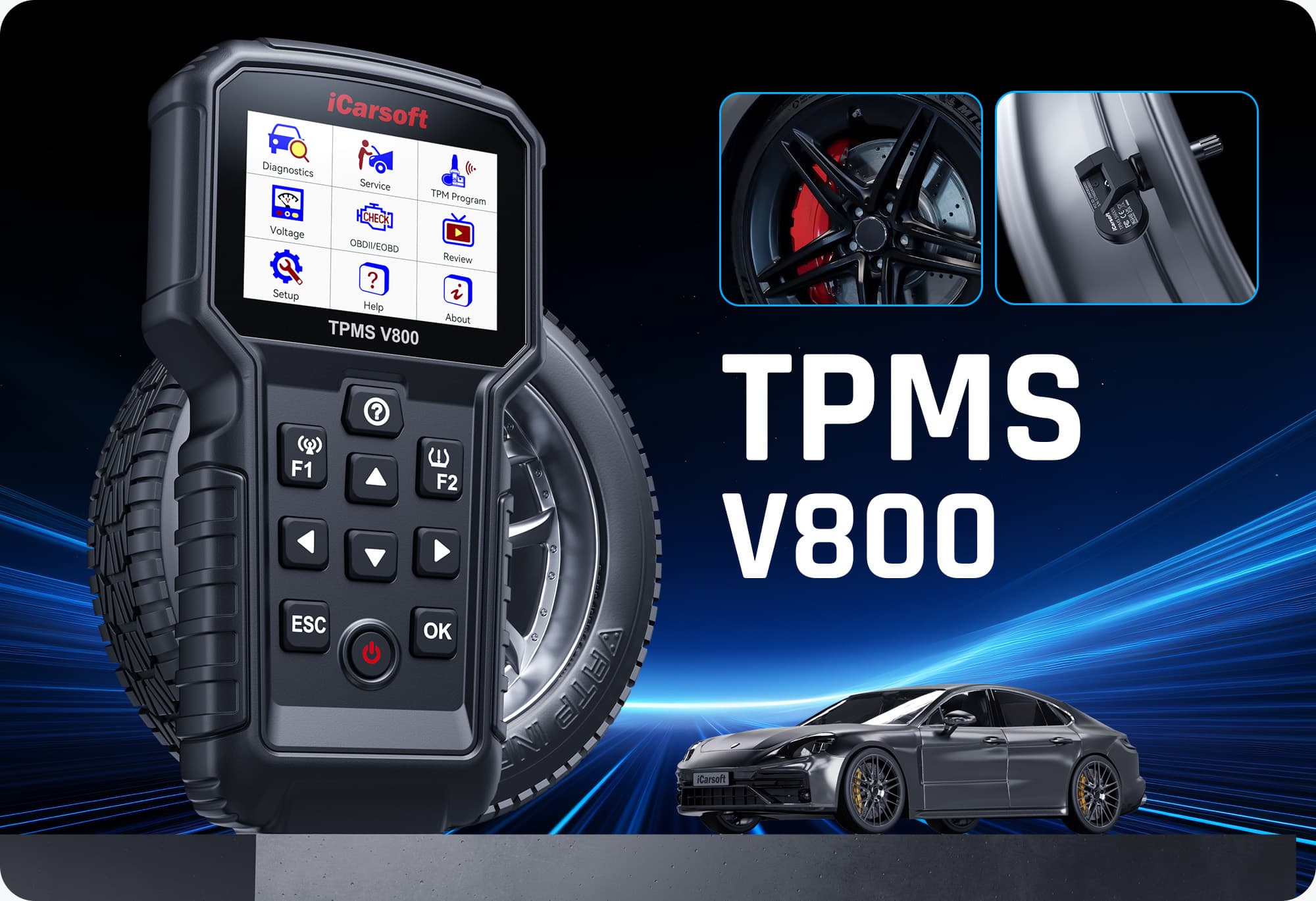 iCarsoft TPMS V800: The Ultimate 2-in-1 Car Diagnostic & TPMS Programming Tool for Multi-Brand Vehicles