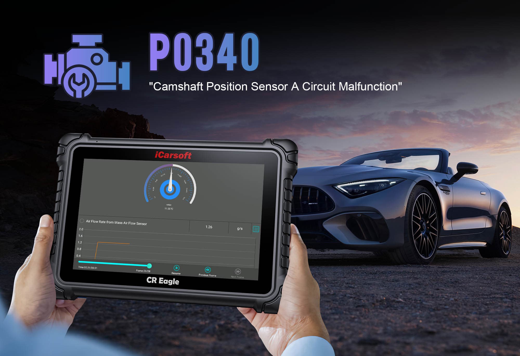 Clear P0340 Code: Fix Camshaft-Crankshaft Sync Issues with iCarsoft CR Eagle Diagnostics